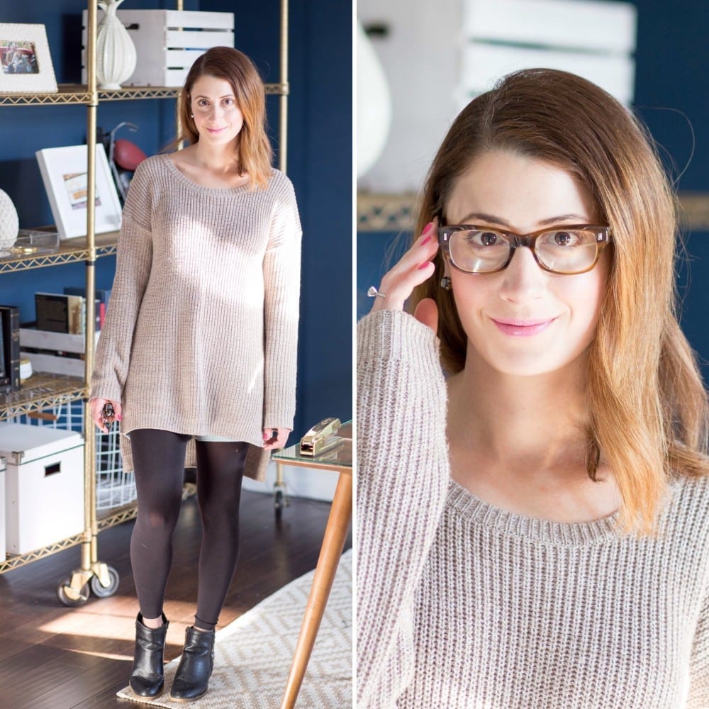 friday {my new go-to effortless look}: nordstrom sweater {similar here}, gap jean shorts {similar here}, target boots {similar here and here}, maybelline 'pink punch' baby lips