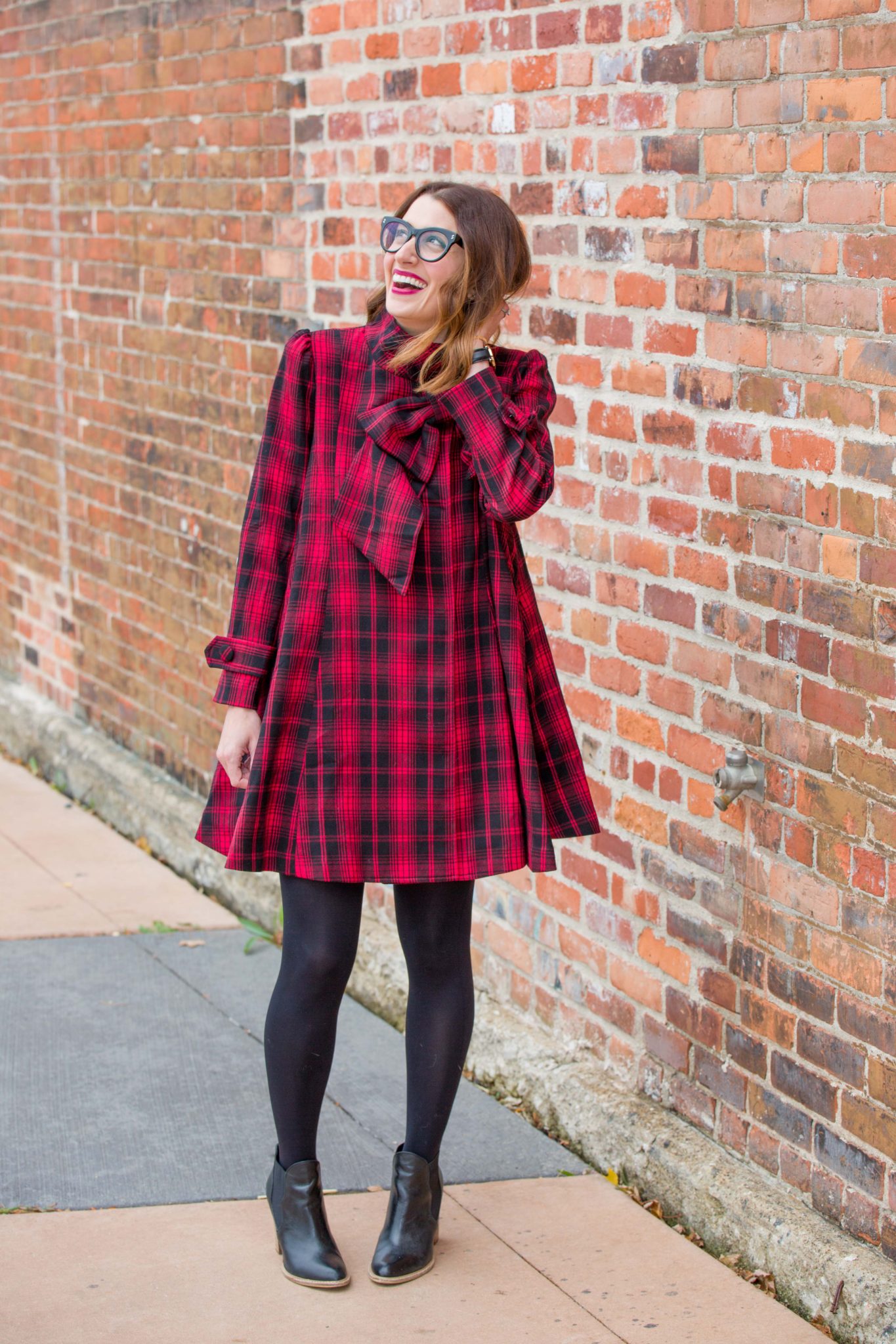 Red Tartan Dolly Dress with Big Bow from Chicwish on allweareblog.com | the perfect red dress for the holiday's | the only christmas dress you need | what to wear to holiday events