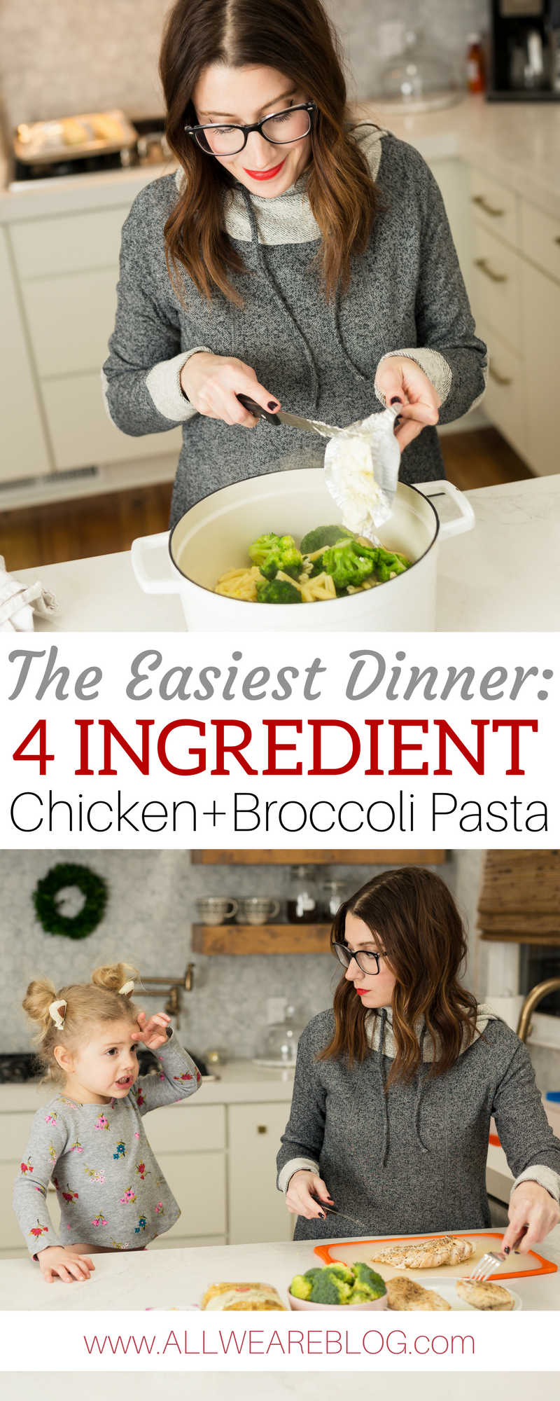 Easy 4 Ingreient Dinner chicken and broccoli pasta