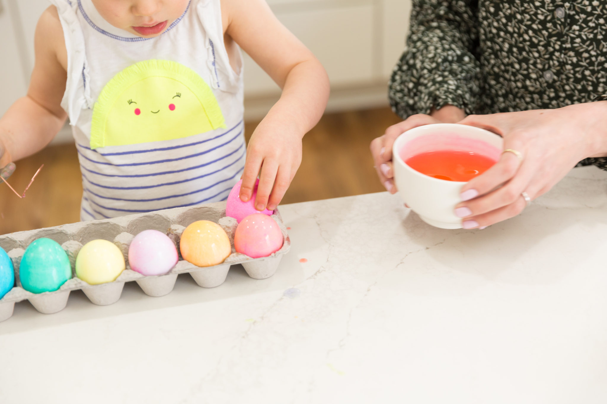 coloring easter eggs with a toddler | easter egg decorating | easter egg dying | fun easter activites for kids on allweareblog.com