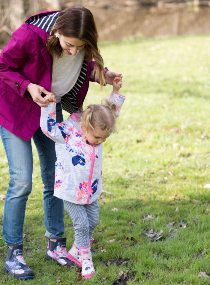 Mommy and me matching rain coats and rain boots | Joules wellies and jackets on allweareblog.com