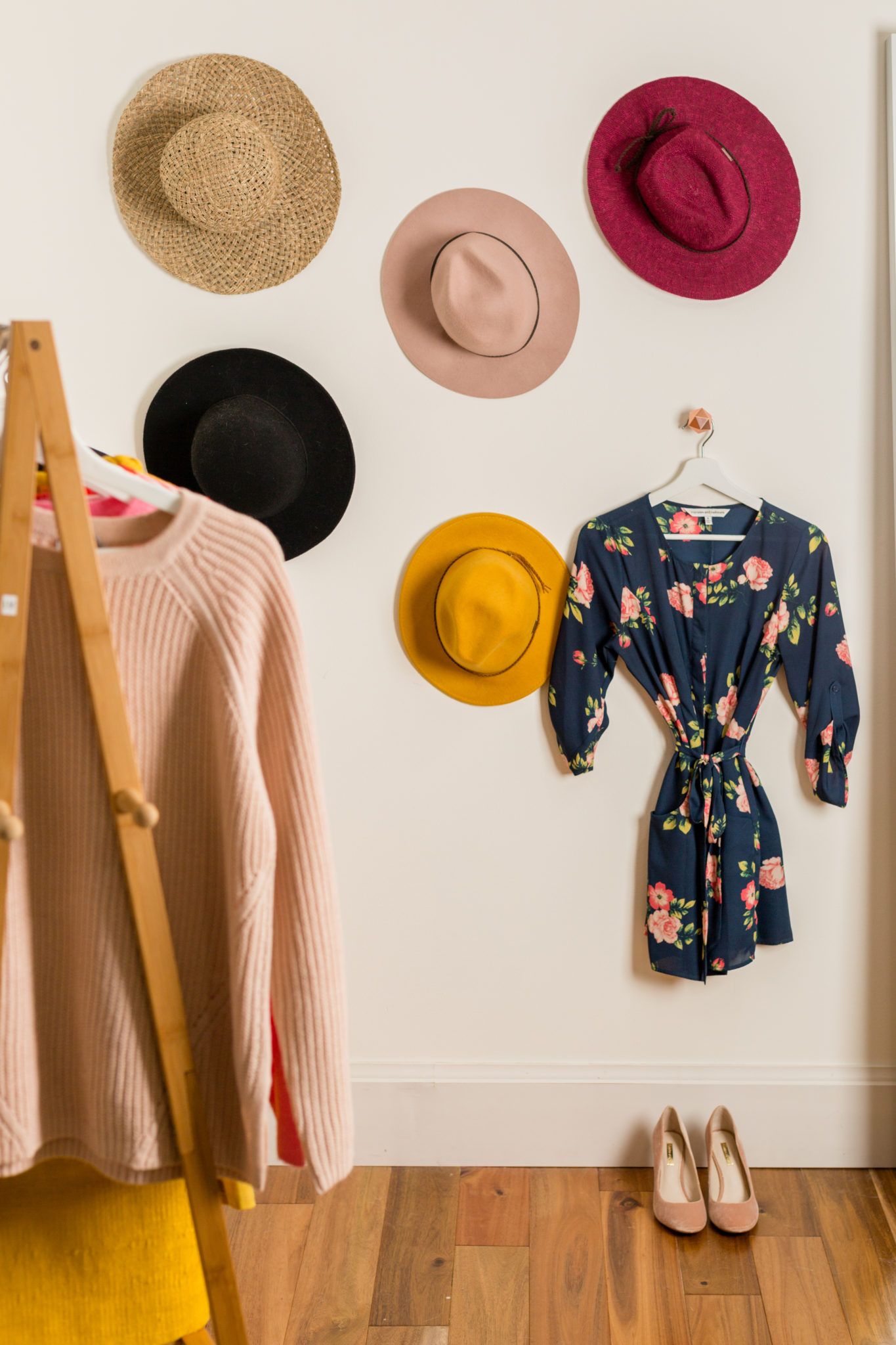 How to organize your clothes | how to hang your hats | hat hooks | hat wall | Dove Invisible Dry Spray Deodorant | how I get out to door quickly on allweareblog.com